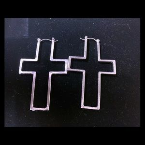 Silver plated Cross earrings